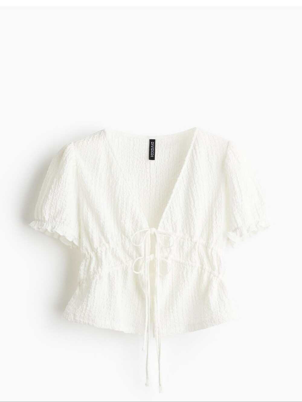 H&M Divided Crinkled Tie Front Top
